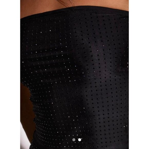 SLA The Label Black Suki Diamante Strapless Rhinestones Slinky Tube Top 3xs - Picture 3 of 7